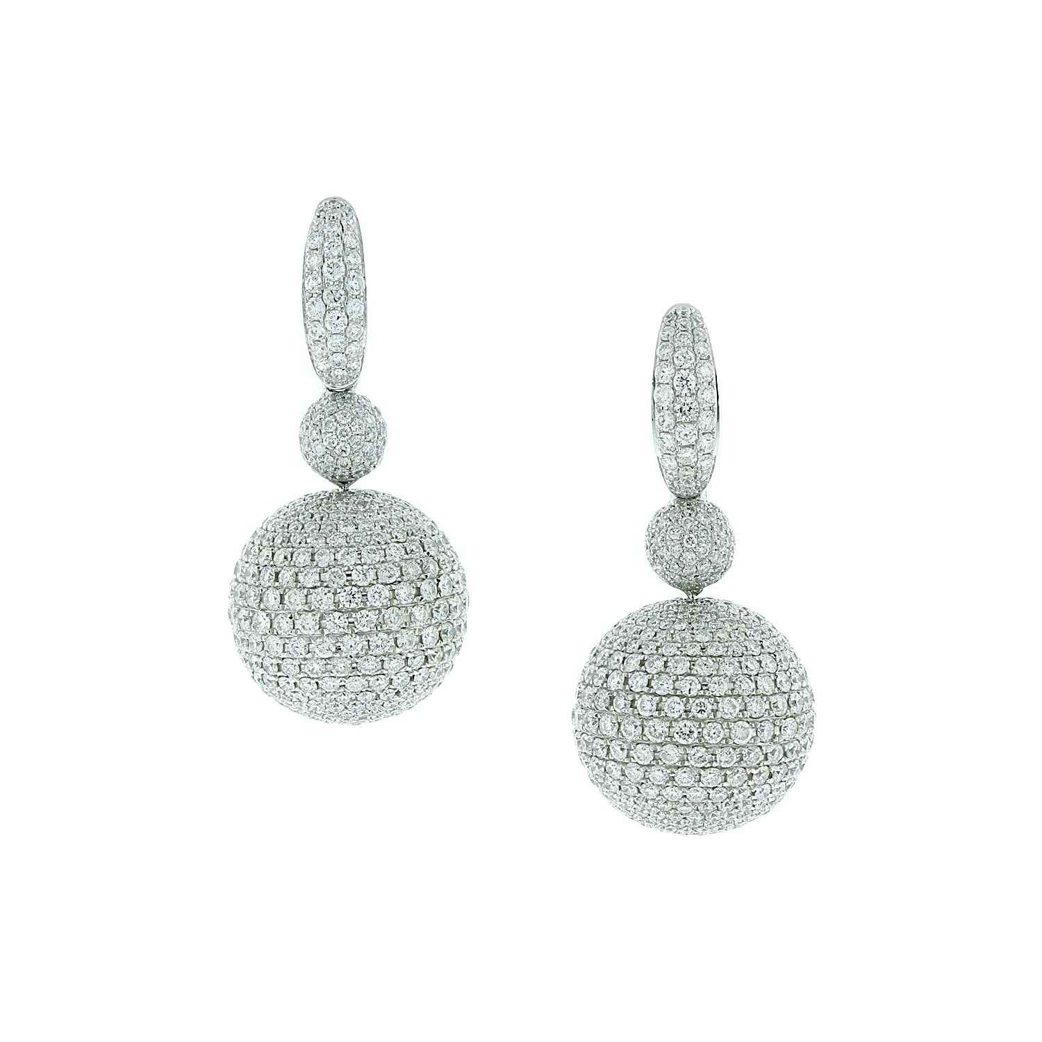 Diamond Pave Sphere Gold Drop Earrings