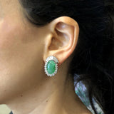 Midcentury Jadeite Jade Diamond Gold Earring