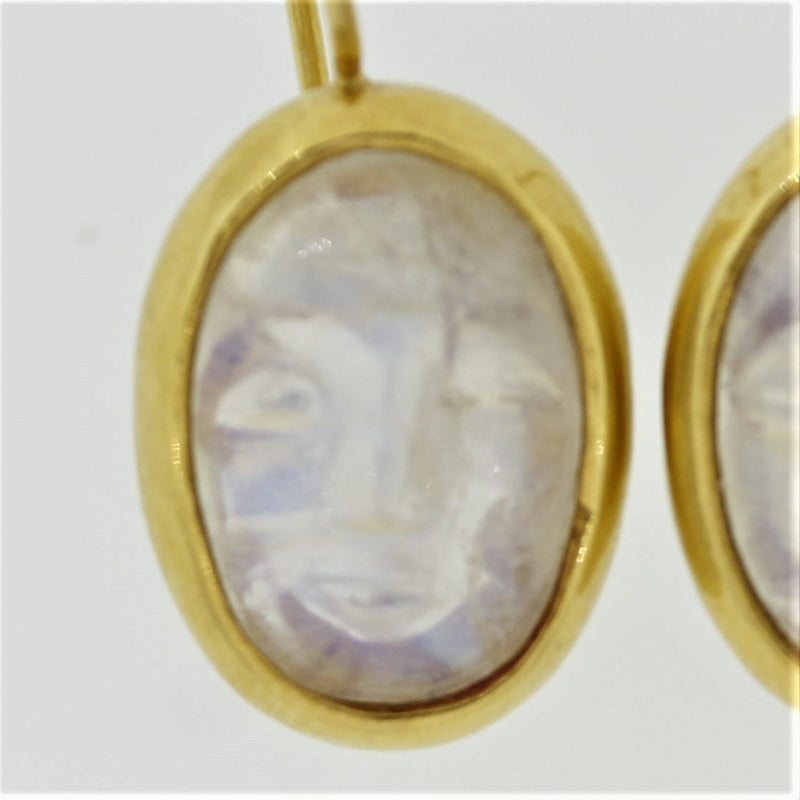 Moonstone Cameo Gold Earrings