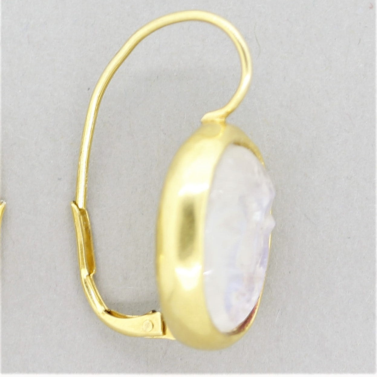 Moonstone Cameo Gold Earrings