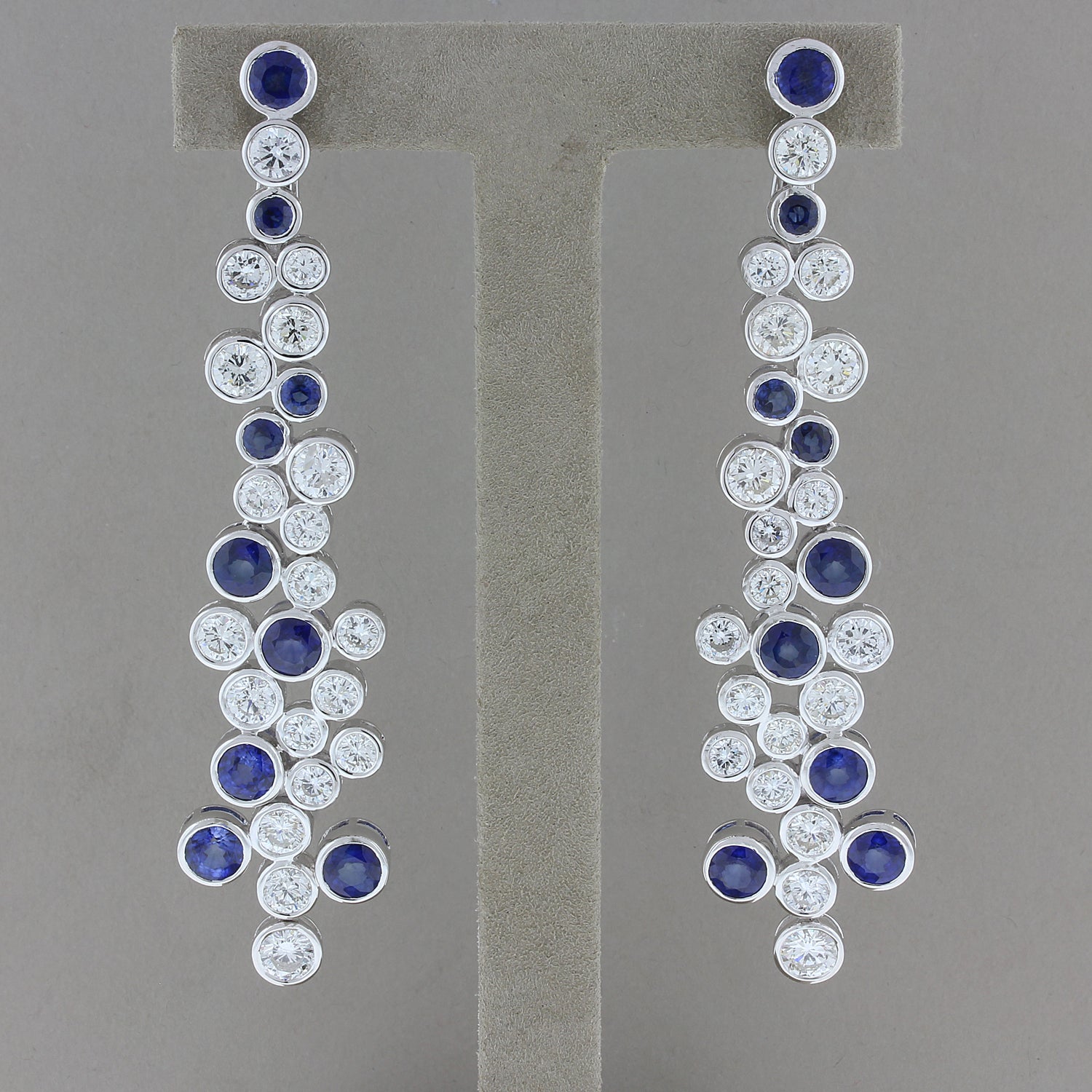 Blue Sapphire Diamond Gold Drop Earrings