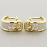 Diamond Gold & Platinum Huggie Earrings