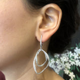 Diamond Double Hoop Drop Earrings