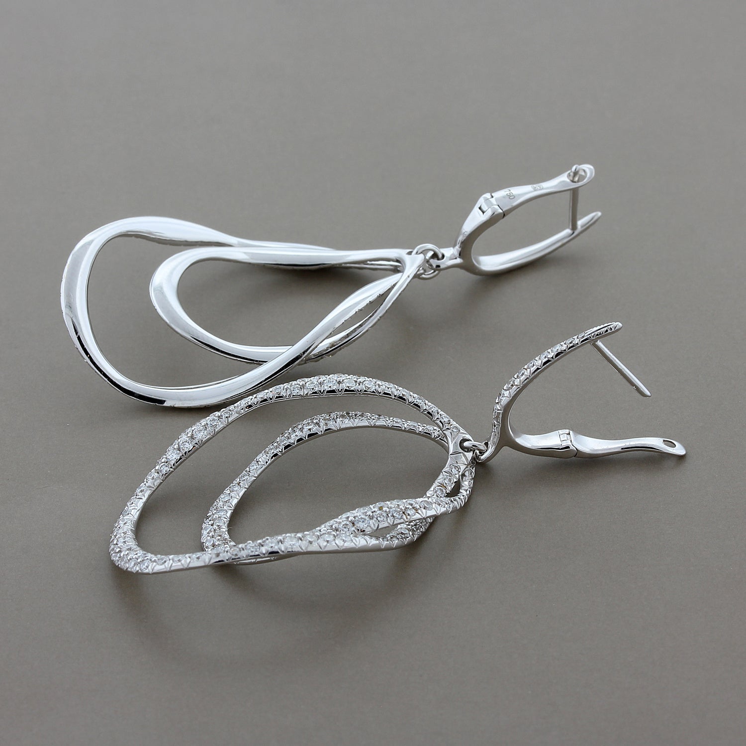 Diamond Double Hoop Drop Earrings