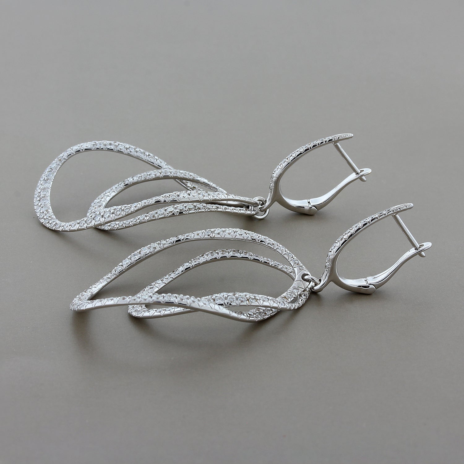 Diamond Double Hoop Drop Earrings