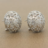 Diamond Gold Sphere Filigree Earrings
