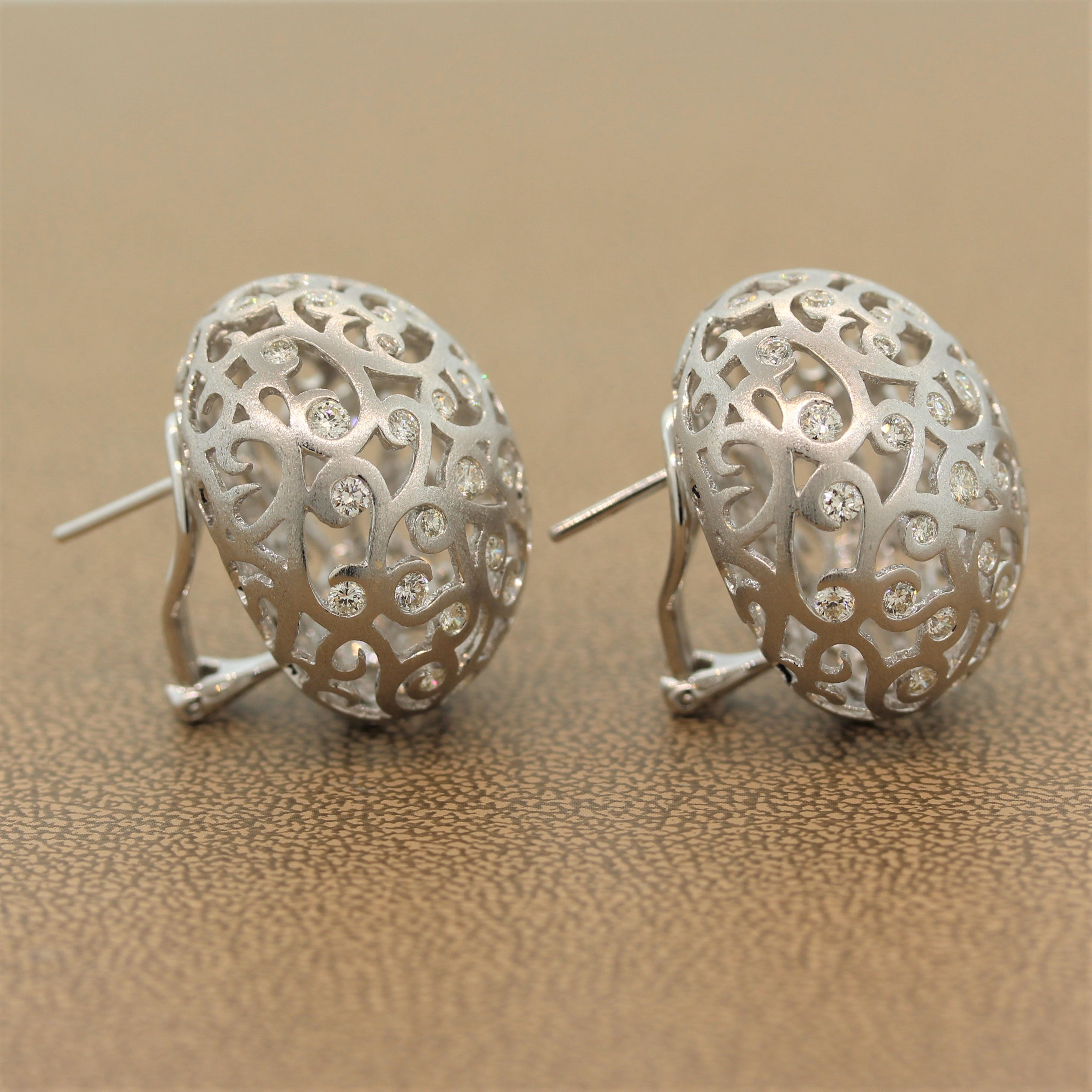 Diamond Gold Sphere Filigree Earrings