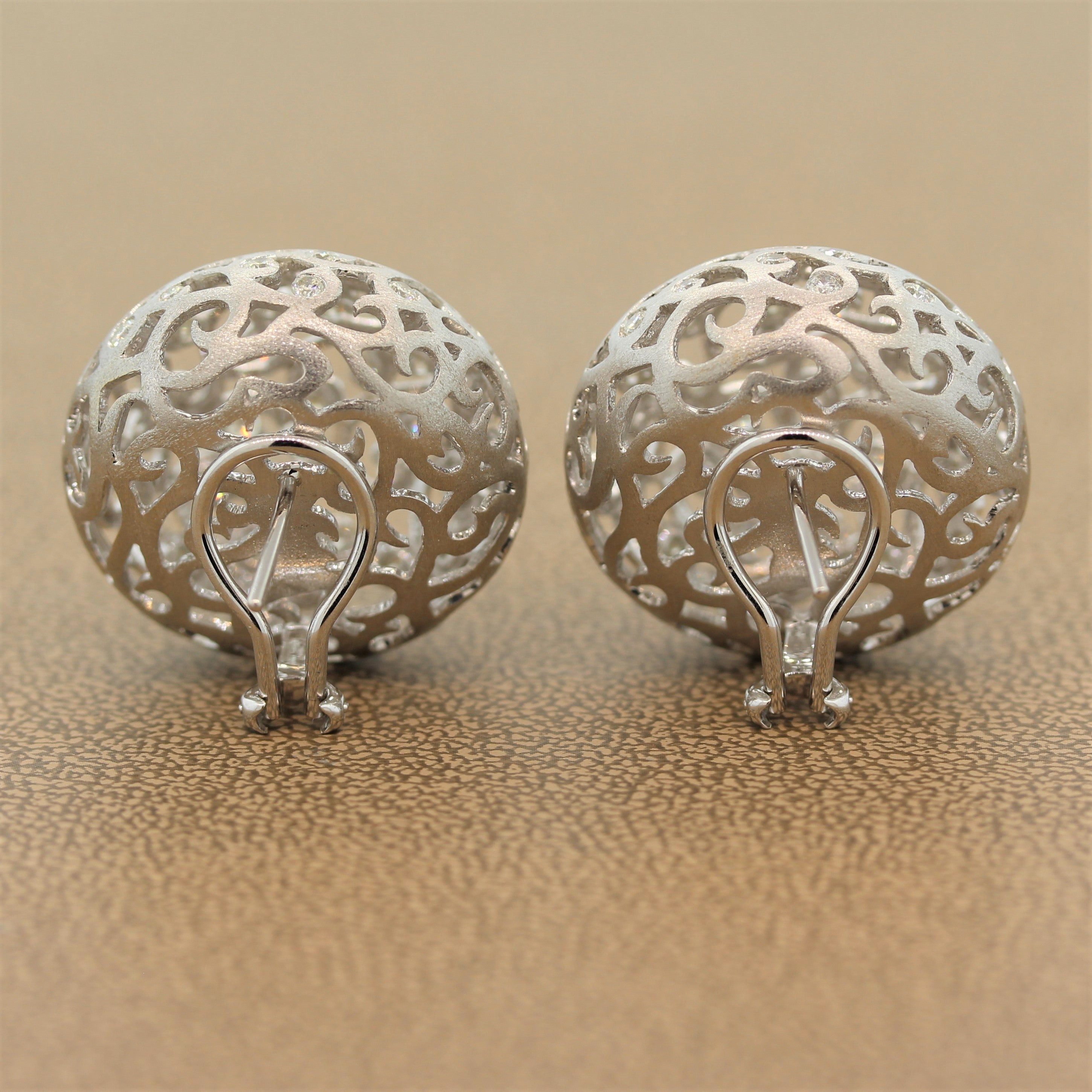 Diamond Gold Sphere Filigree Earrings