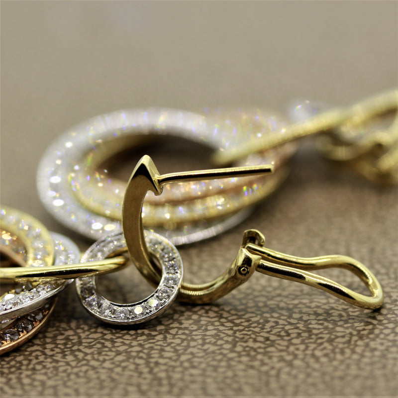 Diamond Multi-Hoop Gold Dangle Earrings