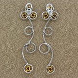 Ruby Diamond Gold Drop Spiral Earrings