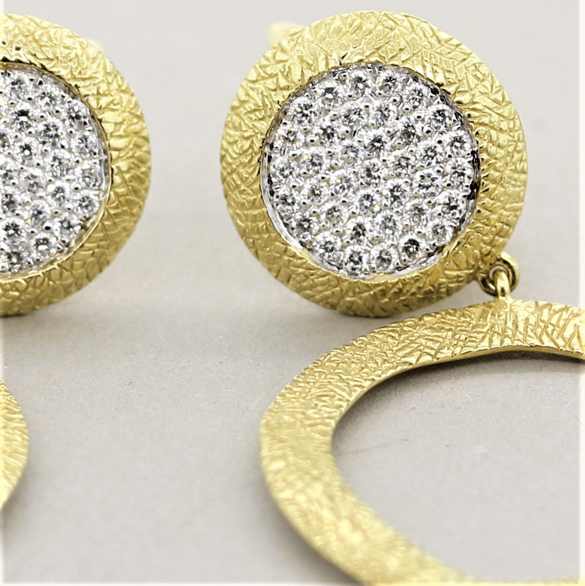 Diamond Pave Gold Hoop-Drop Earrings