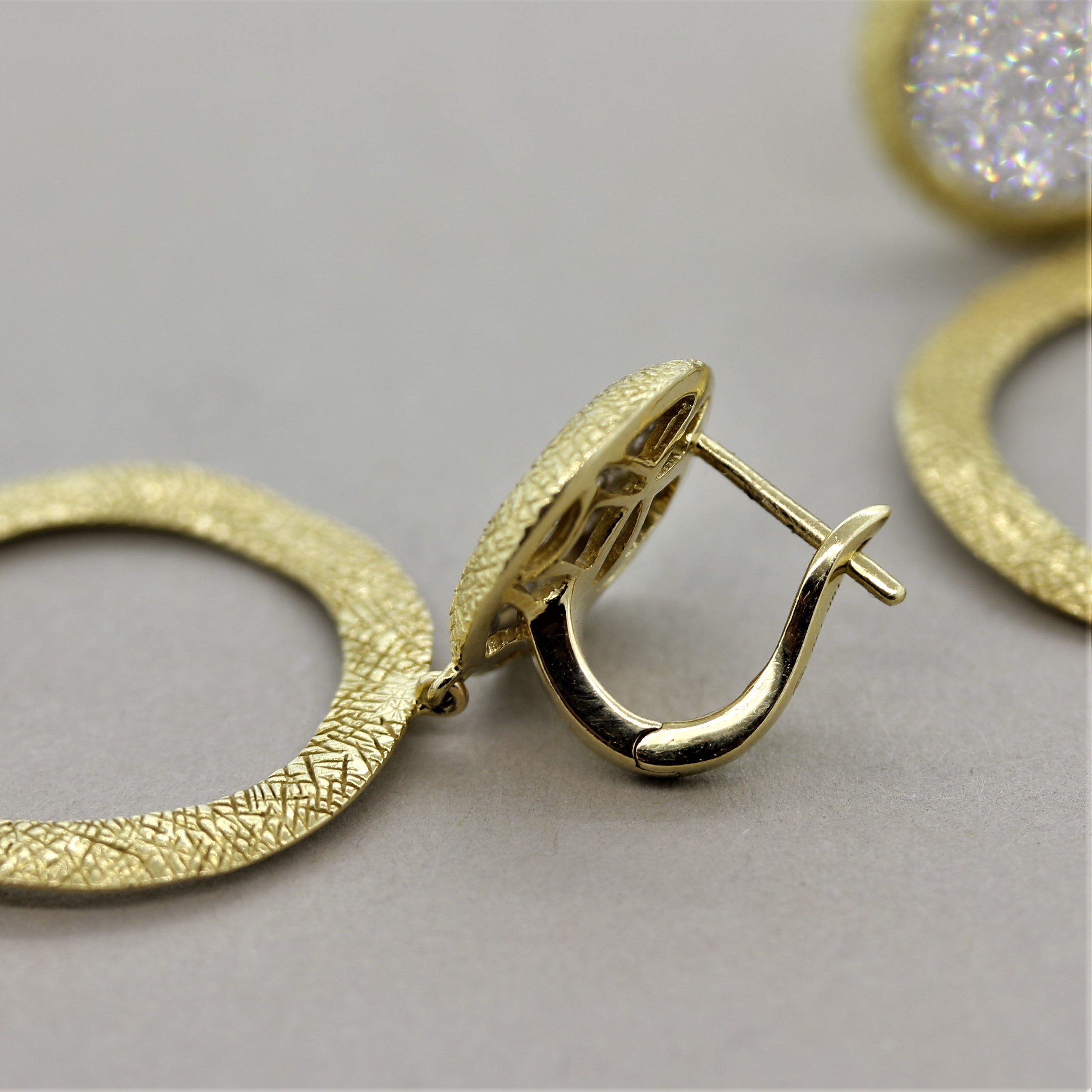 Diamond Pave Gold Hoop-Drop Earrings