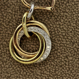 Diamond Multi-Hoop Drop Tri-Tone Gold Earrings