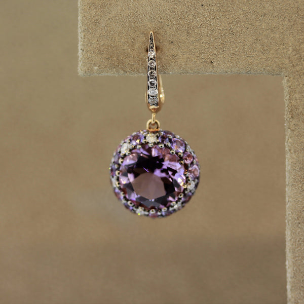 Amethyst Sapphire Diamond Gold Drop Earrings