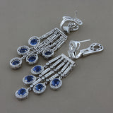 Blue Sapphire Diamond Chandelier Drop Earrings