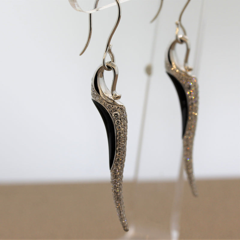 Diamond Black-Onyx Gold Drop Earrings