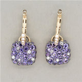 Purple Sapphire Diamond Gold Drop Earrings
