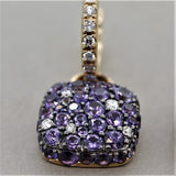 Purple Sapphire Diamond Gold Drop Earrings