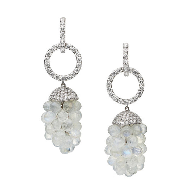 Moonstone Diamond Gold Chandelier Drop Earrings
