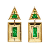 Estate Jadeite Jade Diamond Gold Drop Earrings