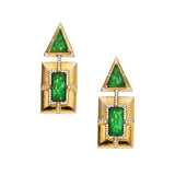 Estate Jadeite Jade Diamond Gold Drop Earrings