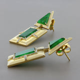 Estate Jadeite Jade Diamond Gold Drop Earrings