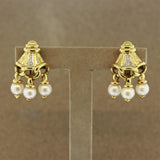Pearl Diamond Gold Tassel Earrings
