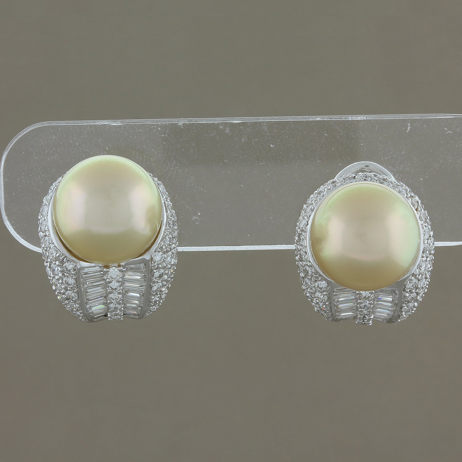 Golden South Sea Pearl Diamond Gold Earrings