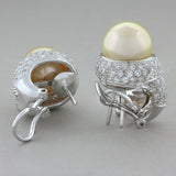 Golden South Sea Pearl Diamond Gold Earrings