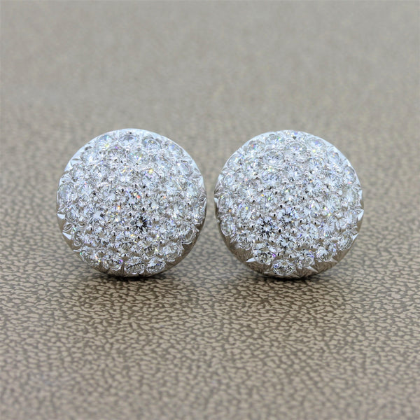 Diamond Platinum Cluster Button Earrings