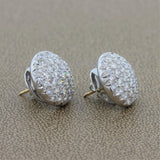 Diamond Platinum Cluster Button Earrings