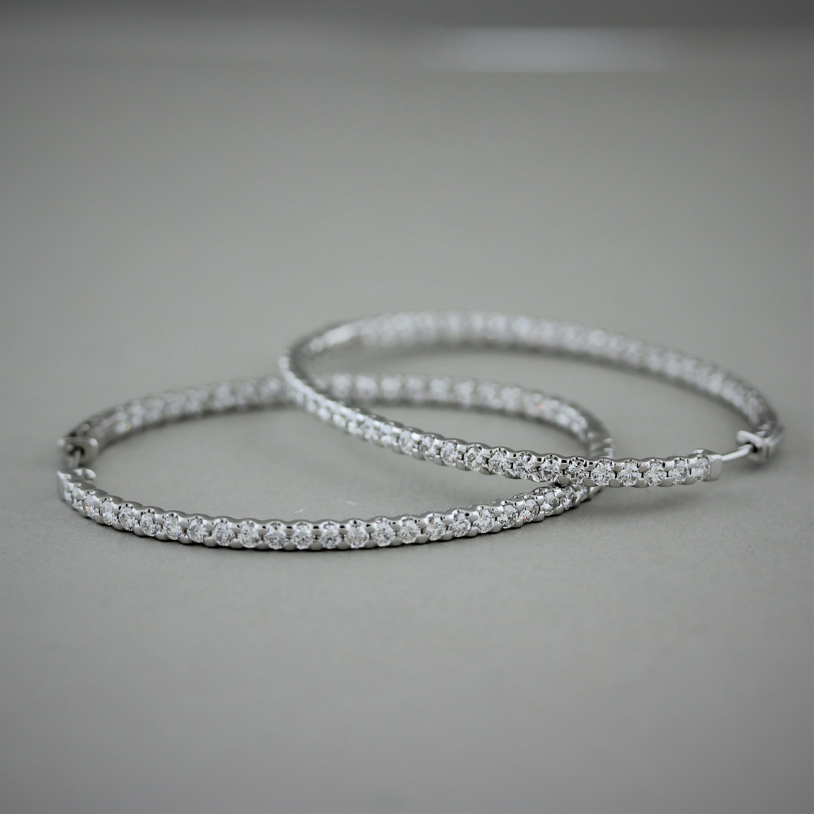 Diamond Gold Oval Hoop Earrings