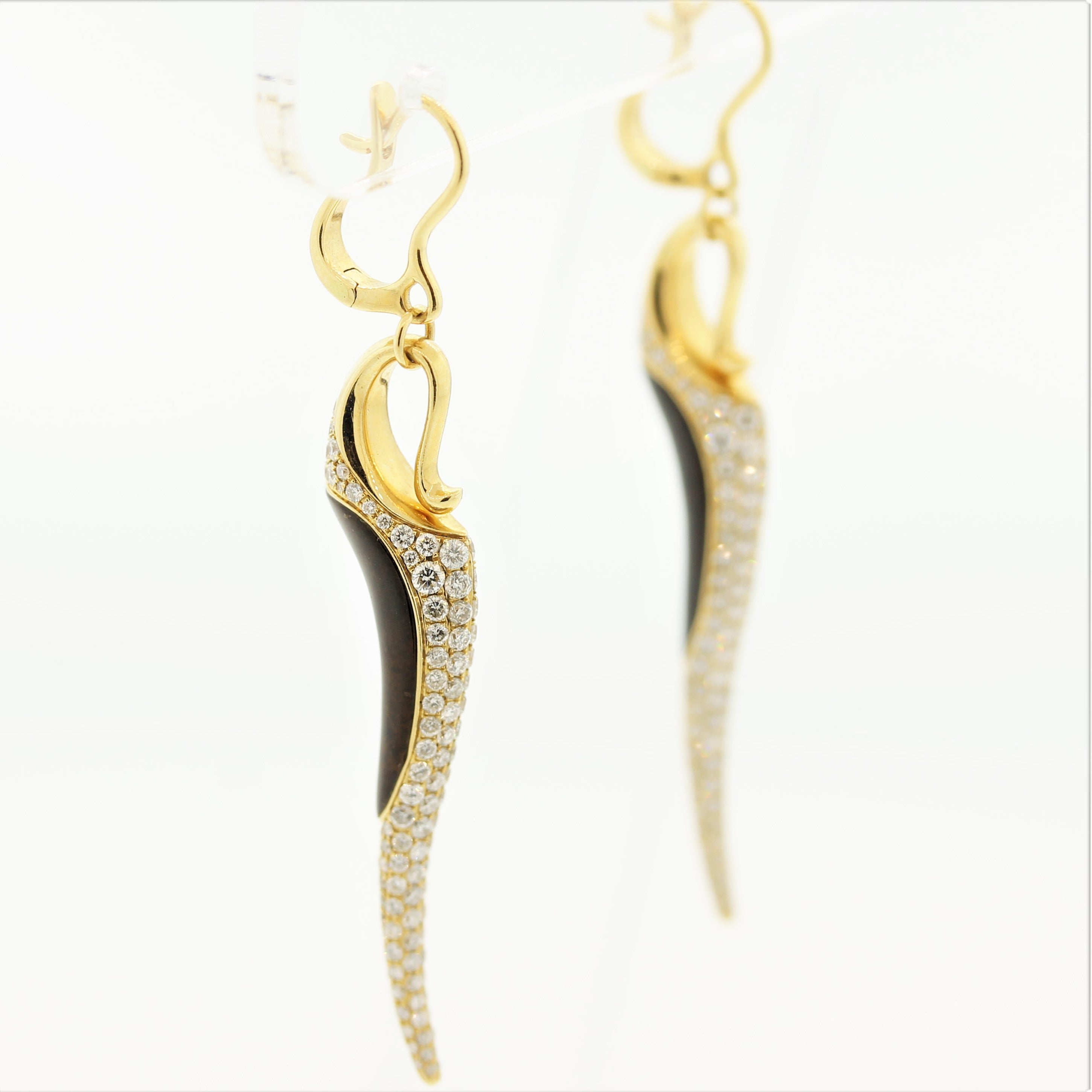 Diamond Tiger’s Eye Gold Drop Earrings