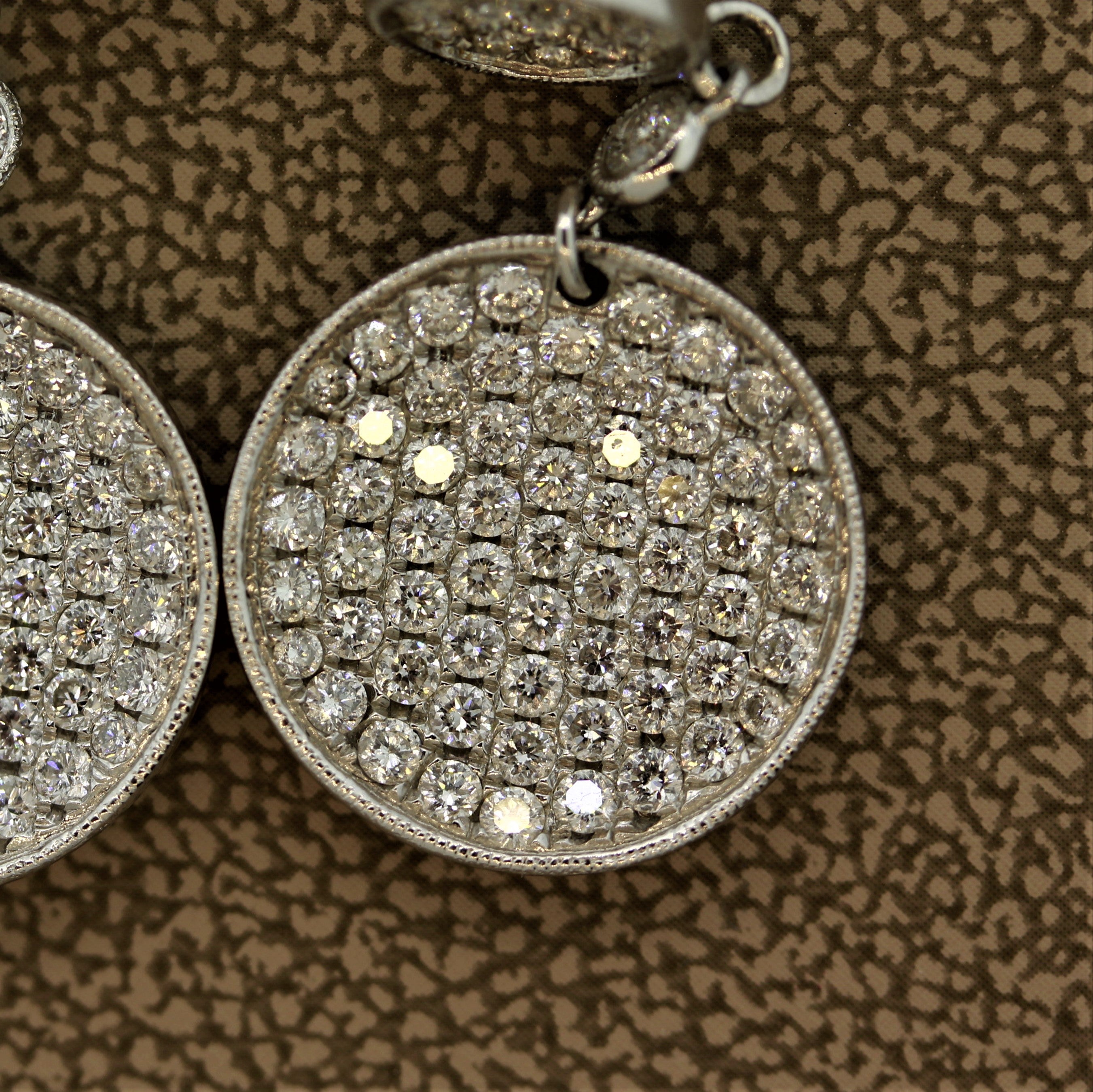 Diamond Disc Gold Drop Earrings