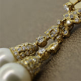 South Sea Pearl Diamond Long Gold Drop Earrings