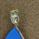 Large Turquoise Aquamarine “Ocean” Gold Drop Earrings
