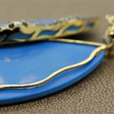 Large Turquoise Aquamarine “Ocean” Gold Drop Earrings