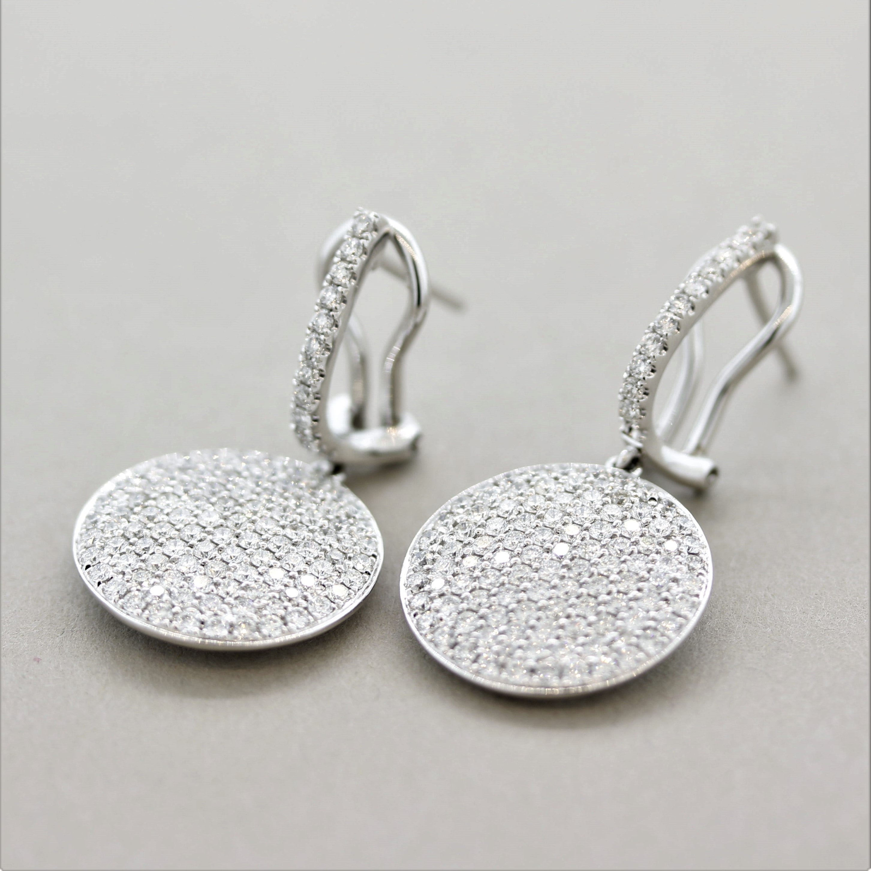 Diamond Disk Gold Drop Earrings