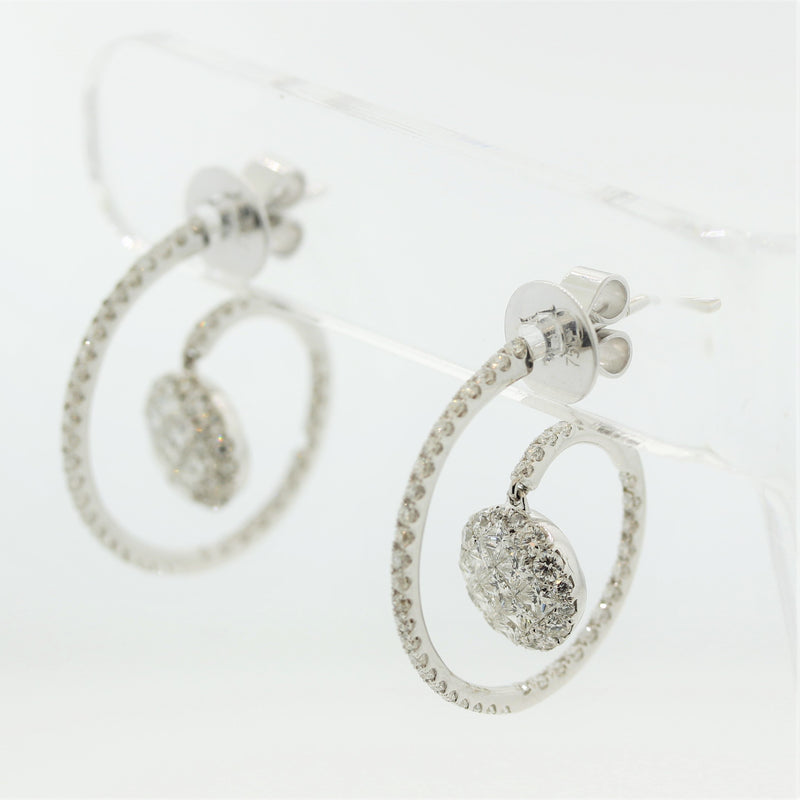 Diamond Drop Gold Spiral Earrings