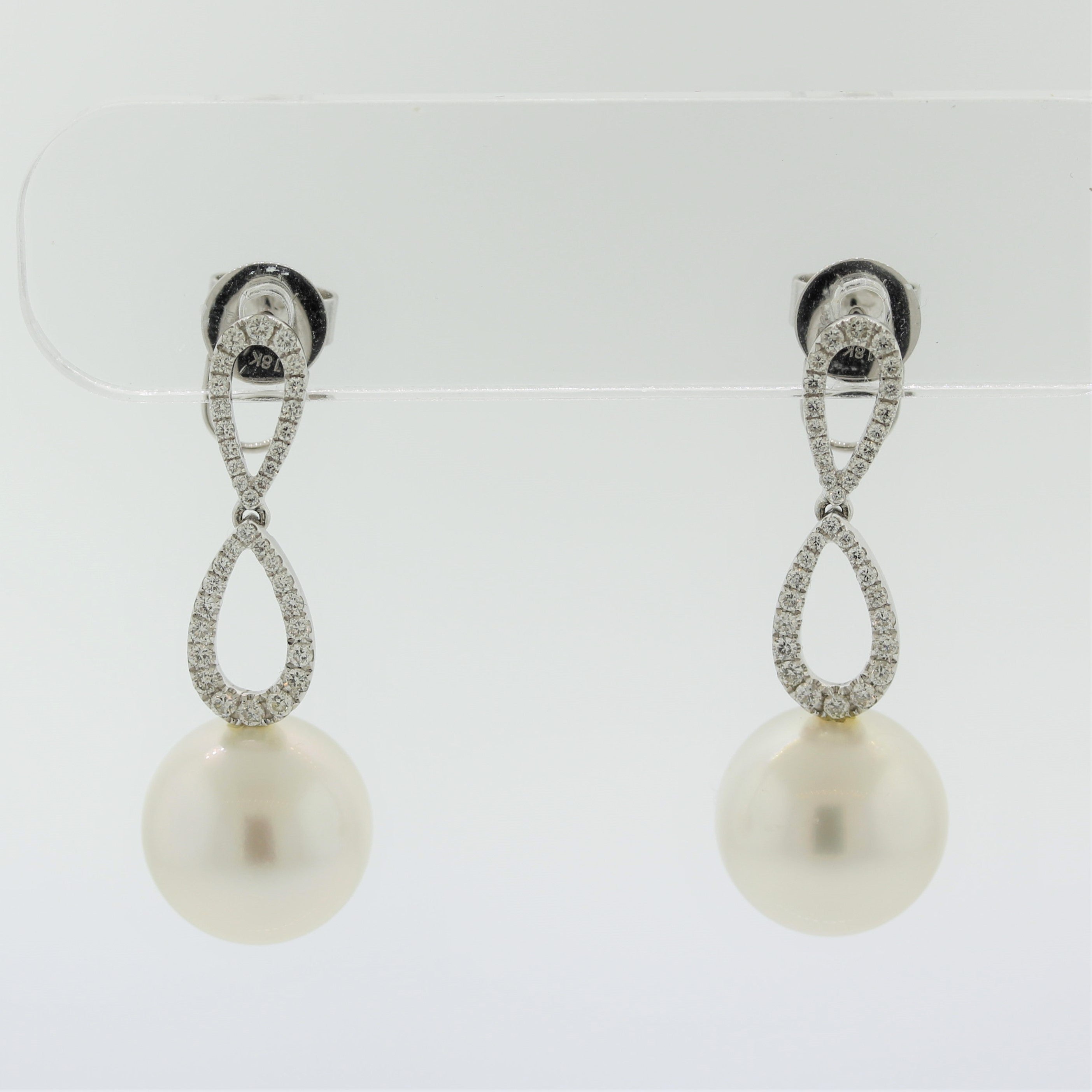 South Sea Pearl Diamond Drop Gold Earrings