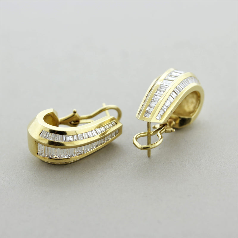 Long Diamond Gold Cascade Earrings, Circa 1970’s