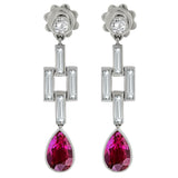 No-Heat Burmese Ruby Diamond Platinum Drop Earrings, AGL Certified