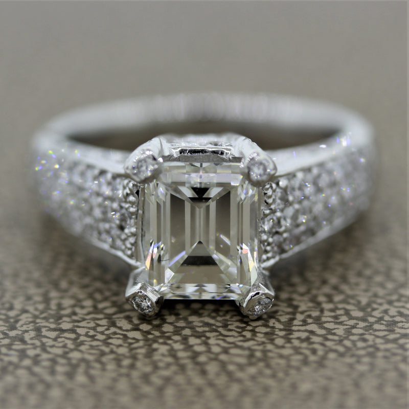2.62ct Emerald Cut Diamond Platinum Ring, GIA Certified