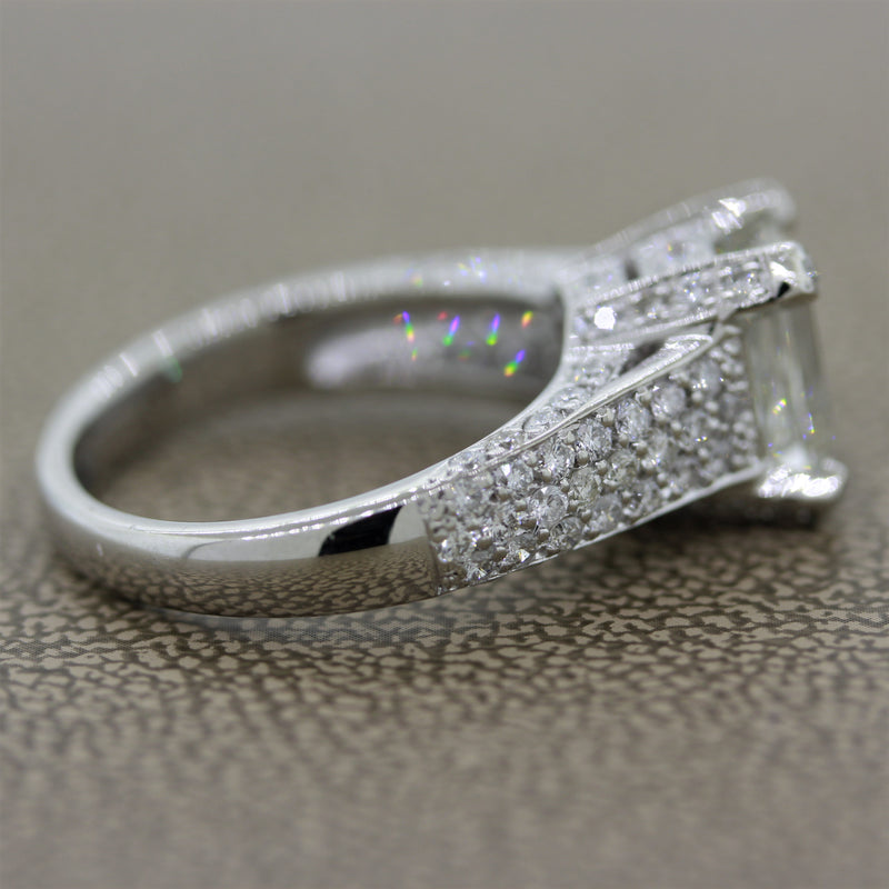 2.62ct Emerald Cut Diamond Platinum Ring, GIA Certified