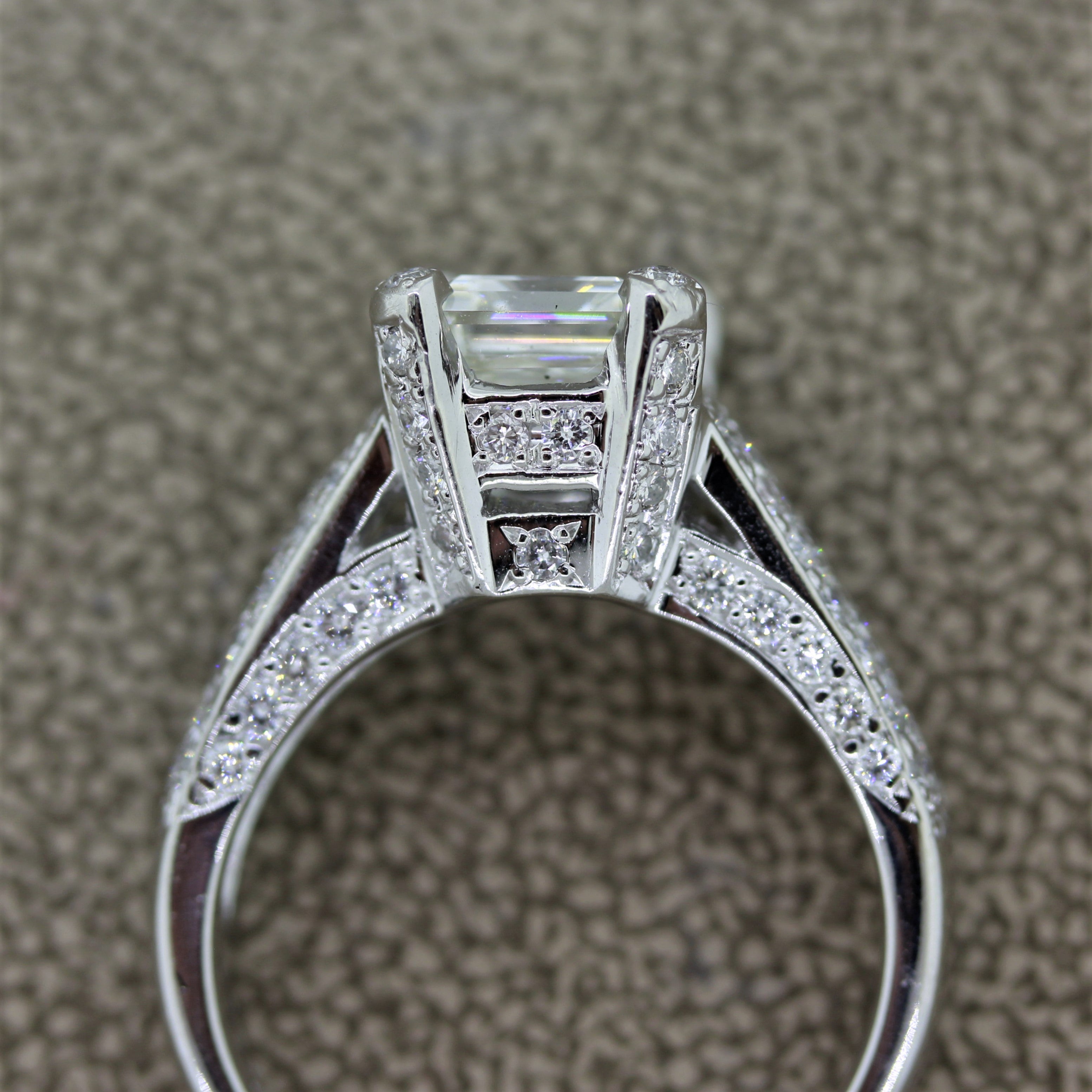 2.62ct Emerald Cut Diamond Platinum Ring, GIA Certified