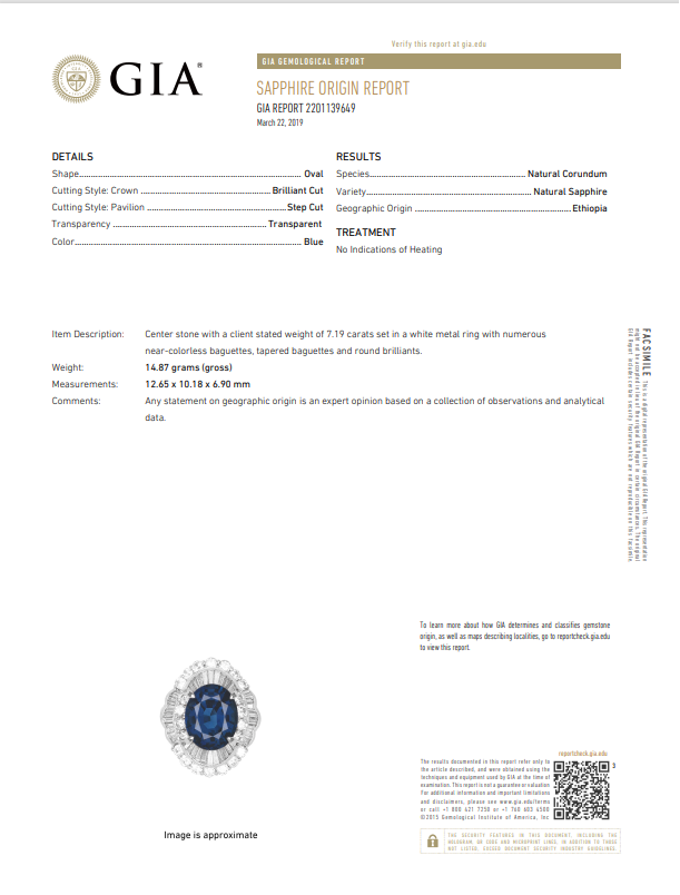 7.19 Carat No-Heat Sapphire Diamond Platinum Ring, GIA Certified