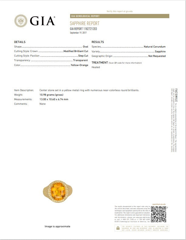 8.40 Carat Orange Sapphire Diamond Gold Ring, GIA Certified