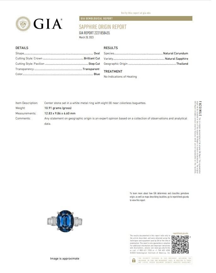 7.61 Carat No-Heat Blue Sapphire Diamond Platinum Ring, GIA Certified