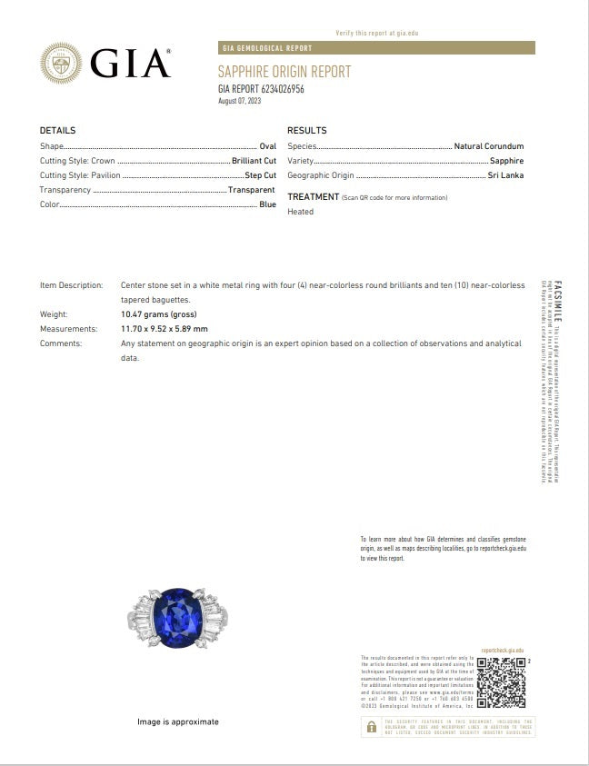 5.26 Carat Ceylon Sapphire Diamond Platinum Ring, GIA Certified