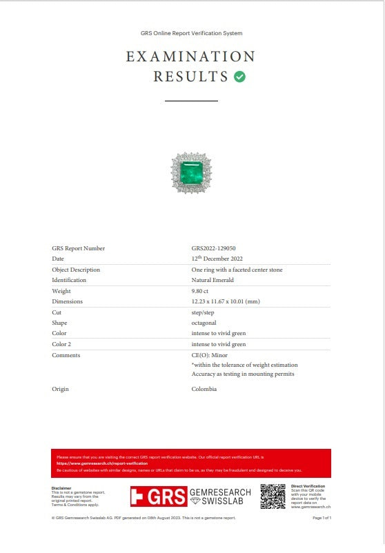 9.80 Carat Colombian Emerald Diamond Platinum Cocktail Ring, GRS Certified